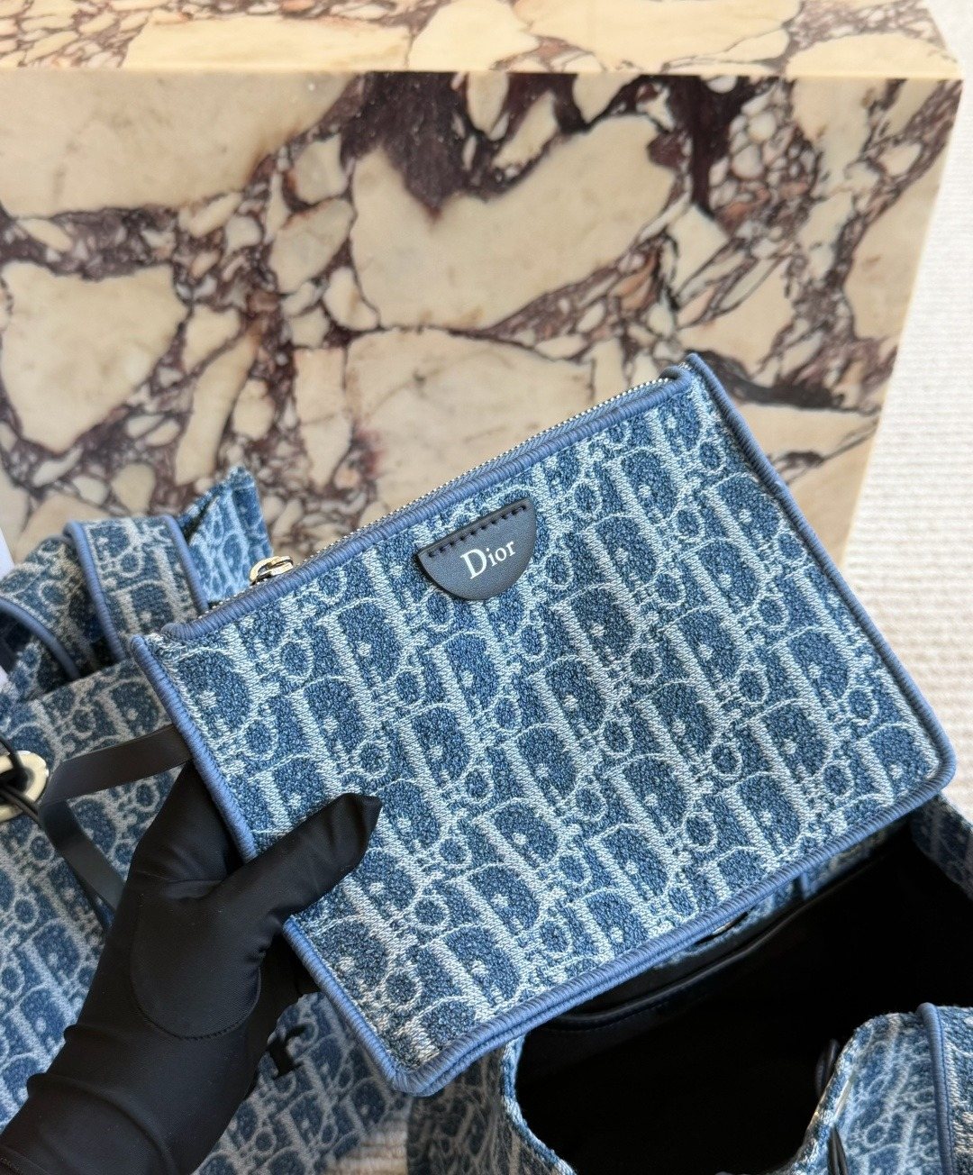 Dior Oblique Drawcord Tote Bag — detail