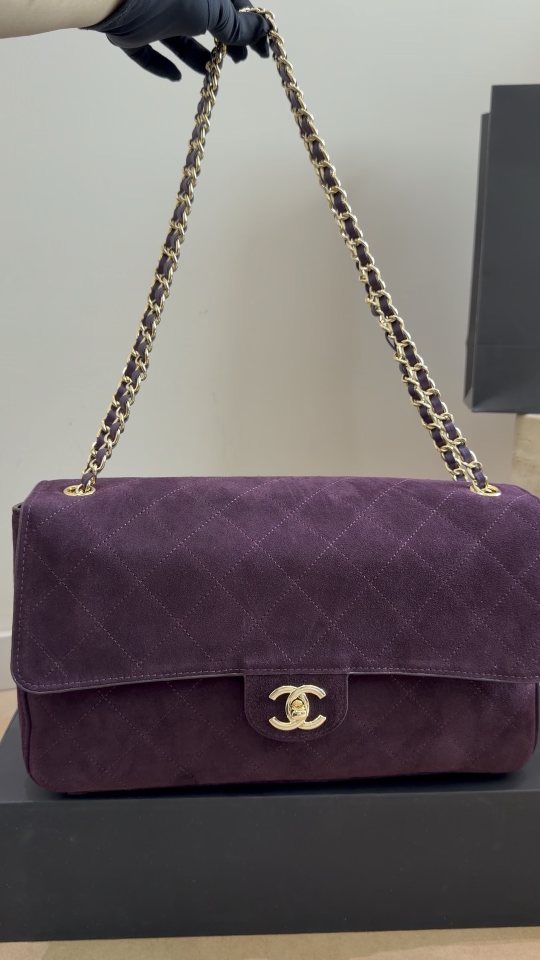 Chanel Maxi Flap Plum Quilted Shoulder Bag — hero