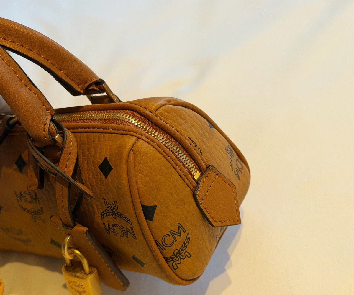 MCM Boston Printed Satchel Bag — detail