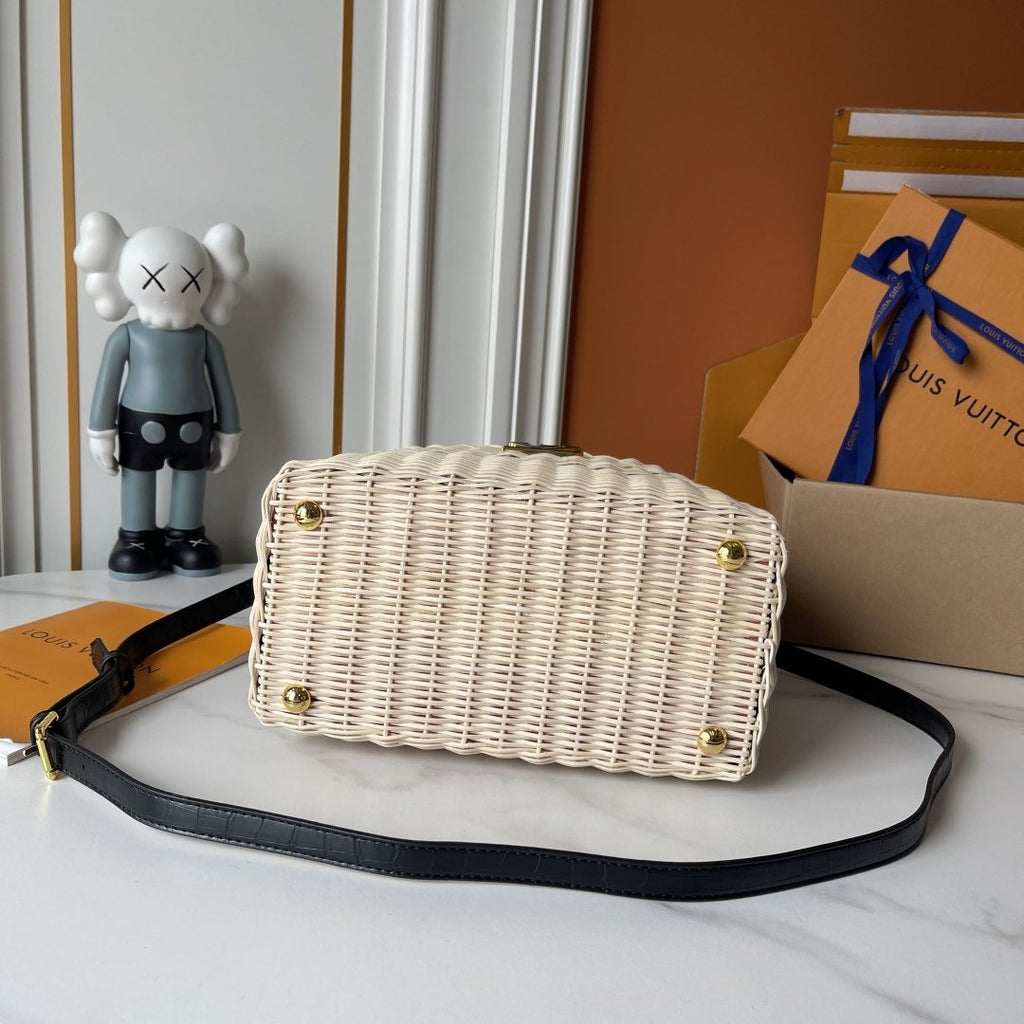 Louis Vuitton Capucines BB Rattan Woven Top-Handle Bag — detail