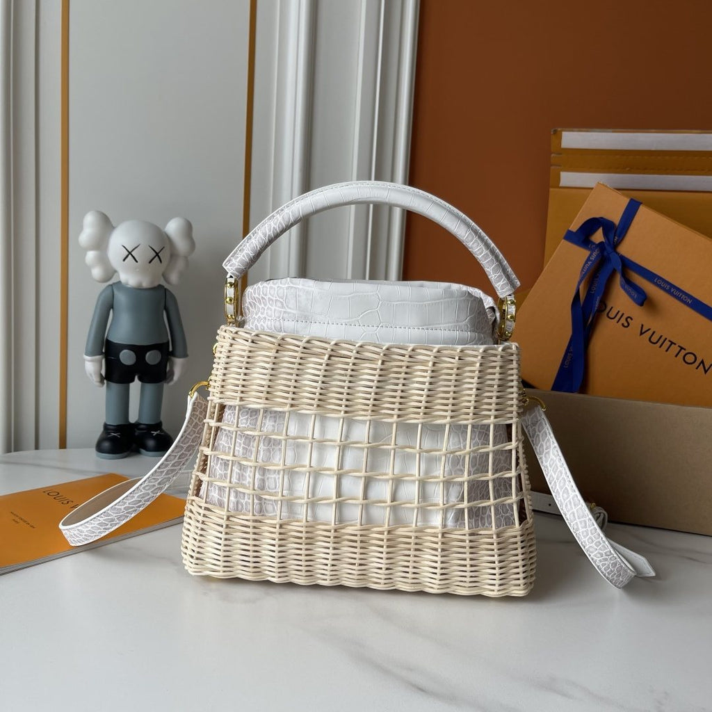 Louis Vuitton Capucines BB Rattan Woven Top-Handle Bag — back