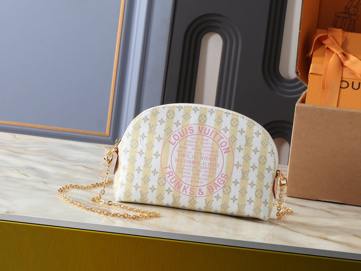 Louis Vuitton Striped Monogram Cosmetic Pouch with Pink Motif — hero