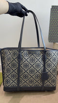 Tory Burch Patterned-Trim Shoulder Tote — front