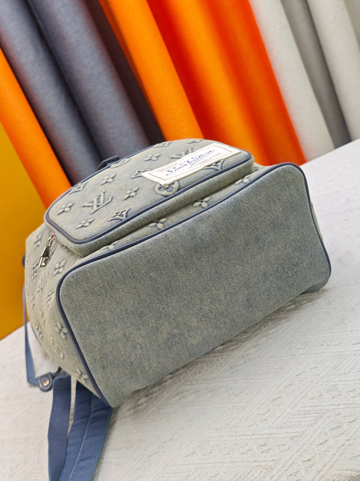 Louis Vuitton Montsouris Faded Denim Monogram Backpack — detail