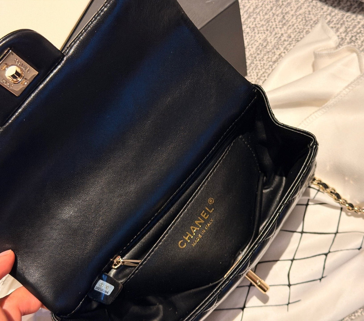 Chanel CF Quilted Top-Handle Flap Bag — detail