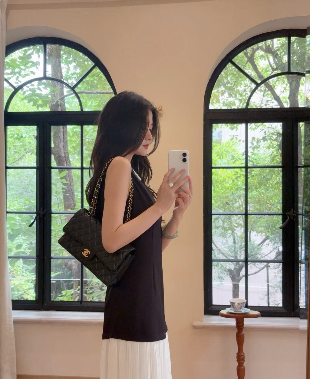 Chanel CF Black Quilted Flap Shoulder Bag — model