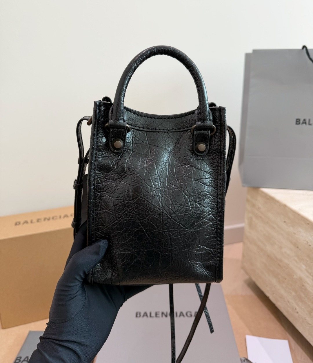 Balenciaga Neo Cagole Studded Handbag — back