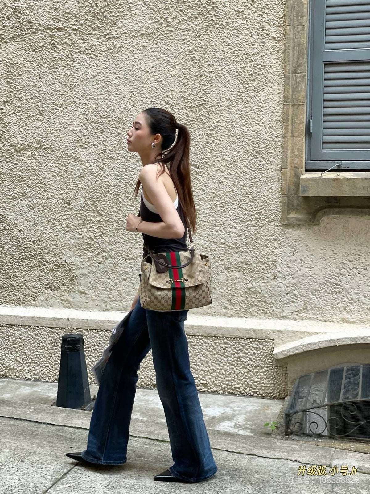 GG Paparazzo Monogram Horsebit Messenger Bag — model