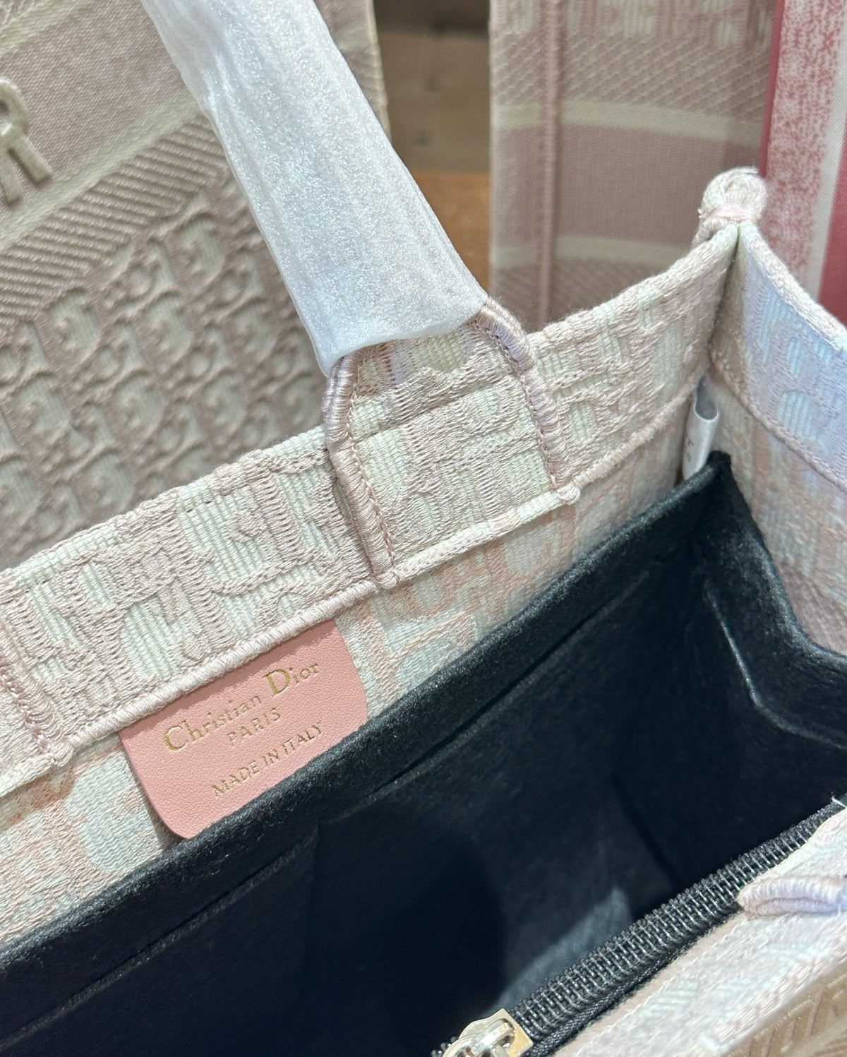 Dior Book Tote with Patterned Panels — detail