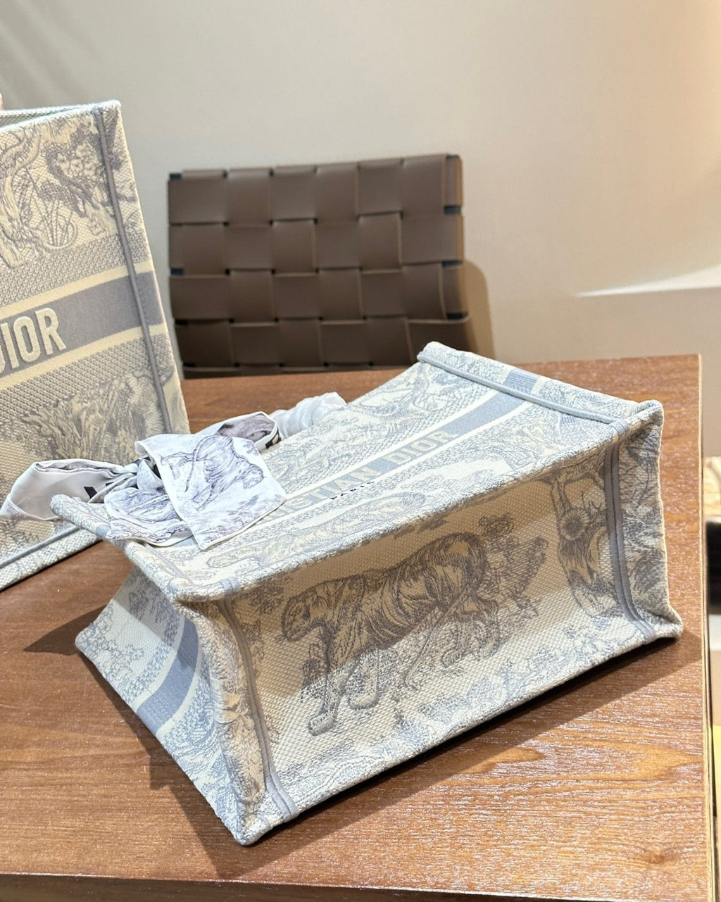 Dior Book Tote with Patterned Panels — side