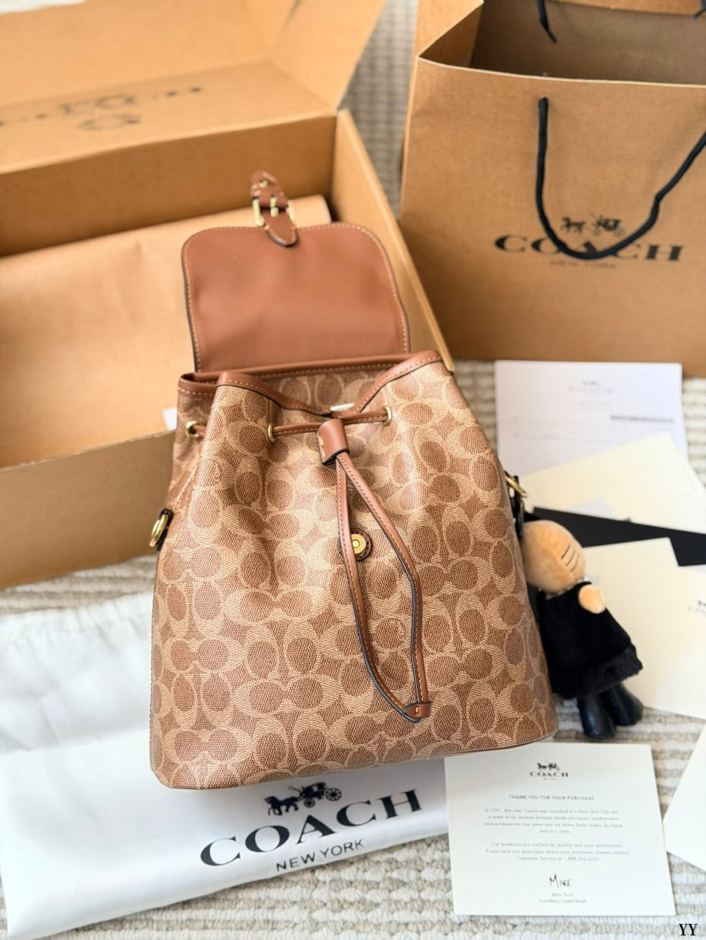 Coach Path Drawstring Flap Backpack — front