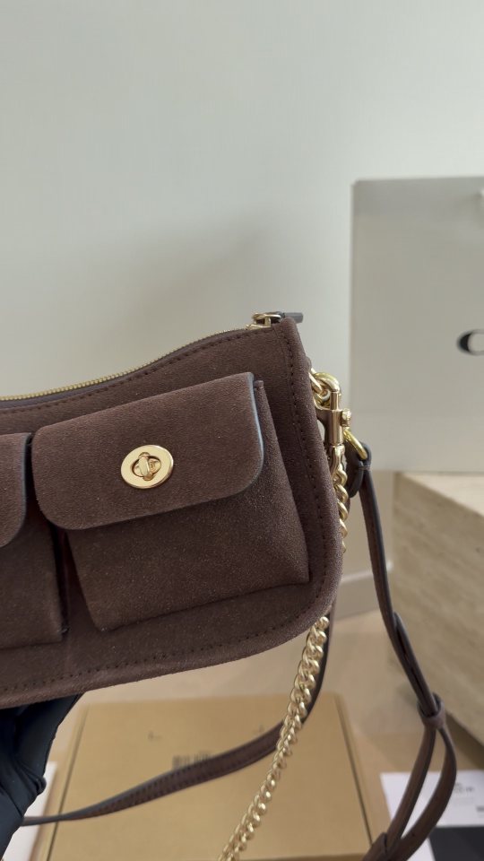 Coach Waverly Suede-Finish Shoulder Bag — detail