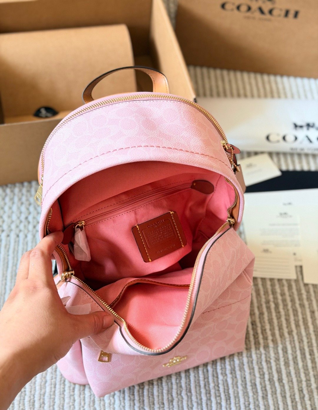 Coach Taylor Monogram Zip-Pocket Backpack — detail