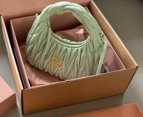 Miu Miu Pale Green Gathered Top-Handle Bag — hero