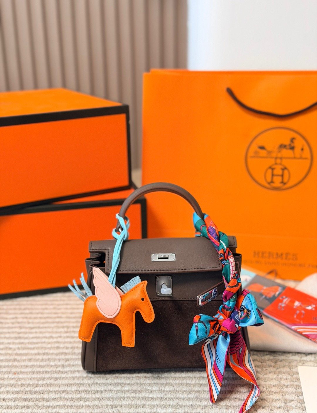 Hermès Kelly Top-Handle Bag with Silver-Tone Hardware — front