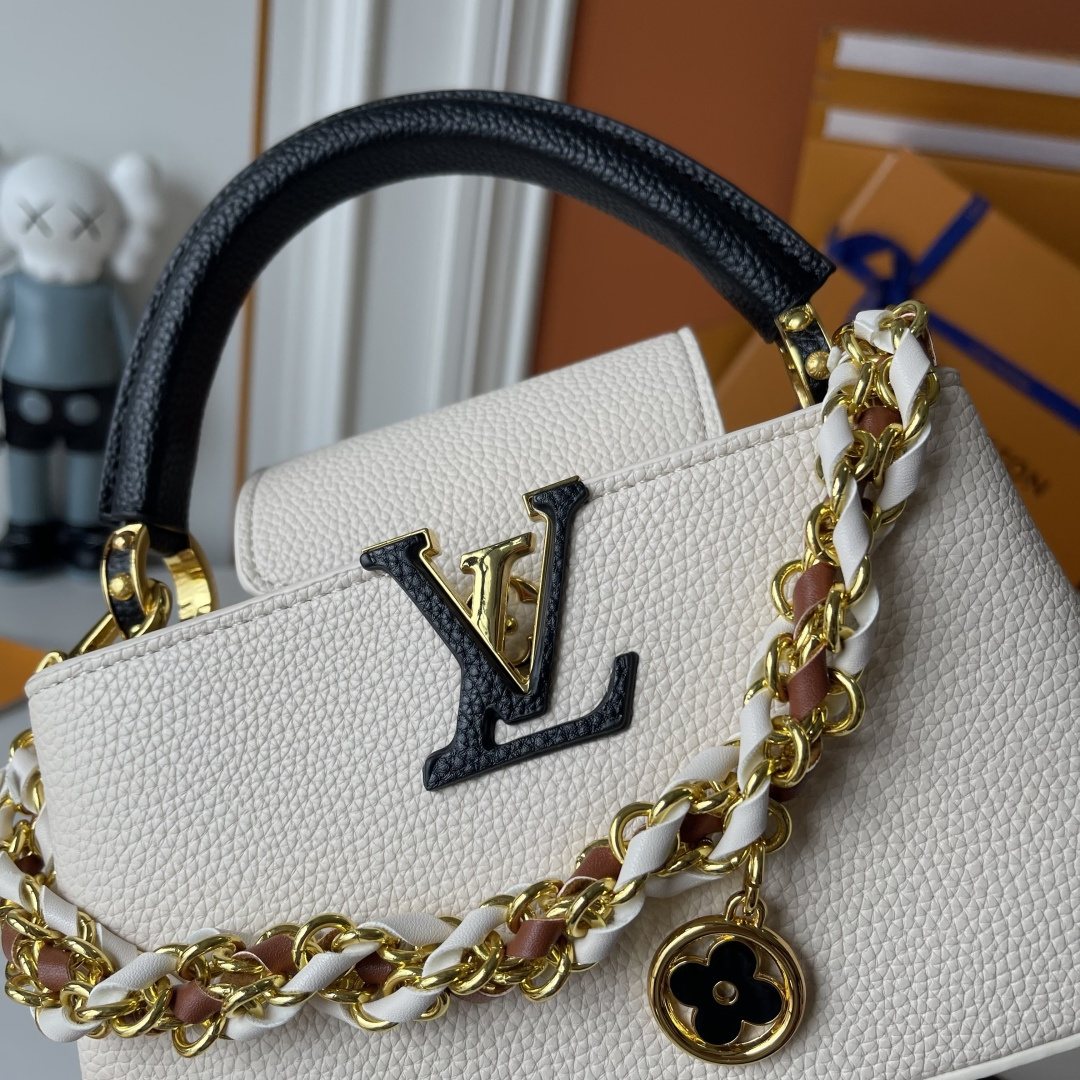 Louis Vuitton Capucines East West Floral Chain Handbag — detail