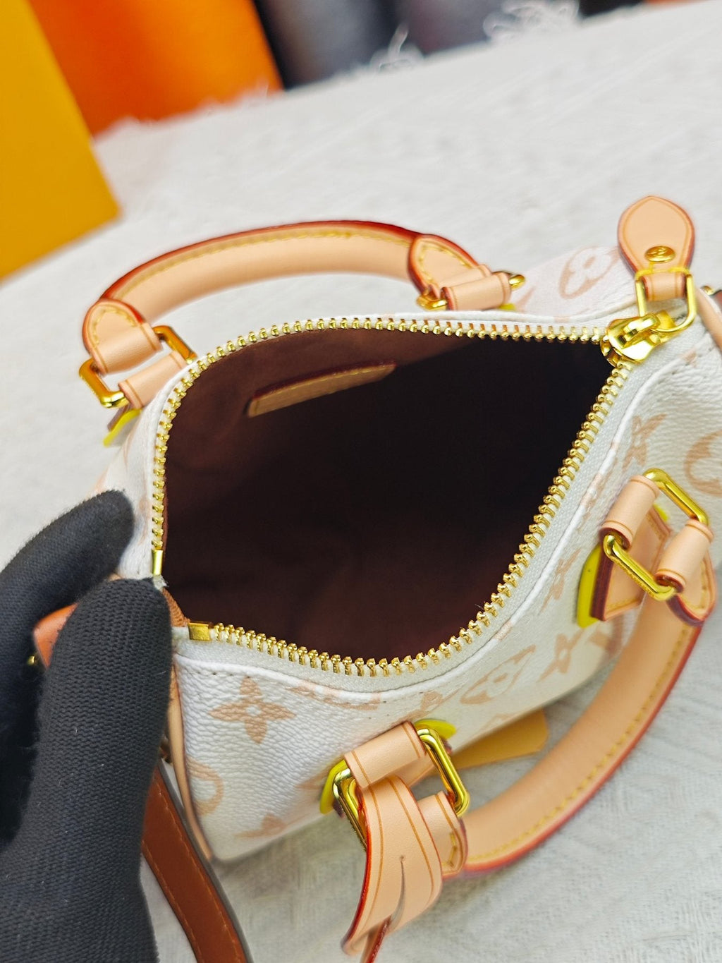 Louis Vuitton Nano Speedy Monogram Dune Mini Bag — front