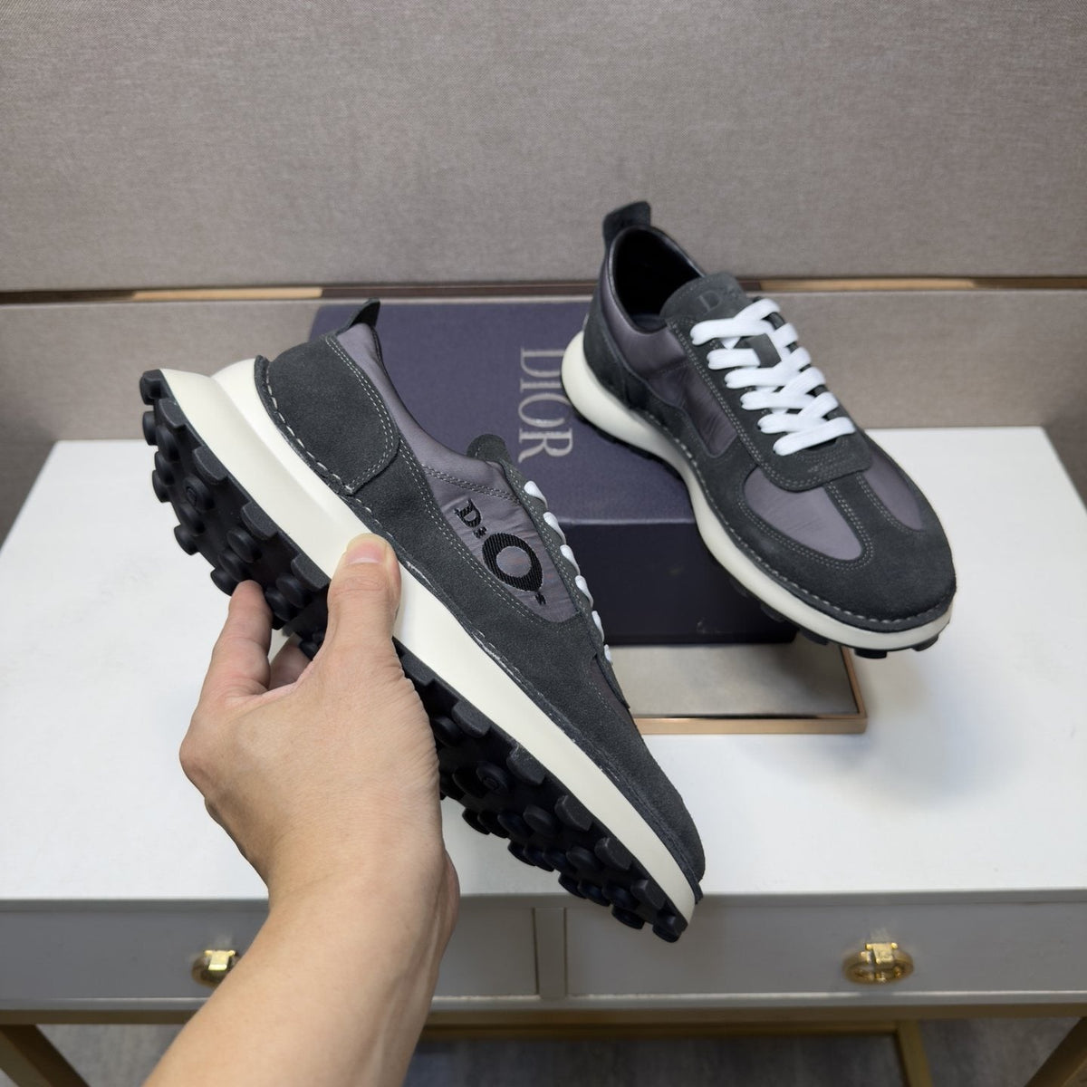 Dior Men's Paneled Low-Top Sneakers — model