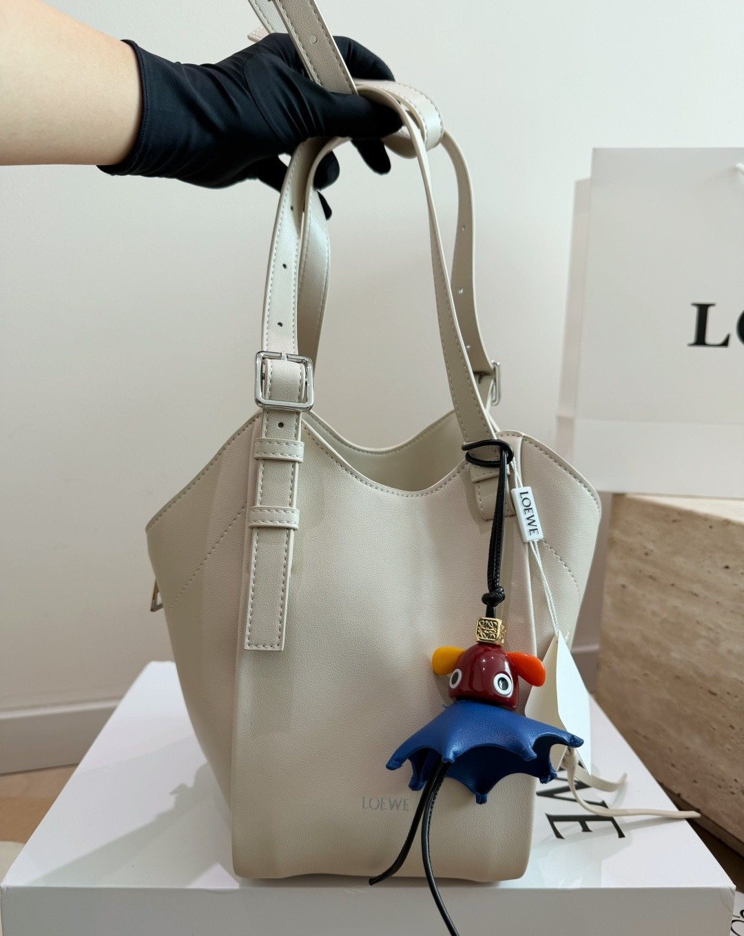Loewe Twin-Zip Leather Hobo Shoulder Bag — front