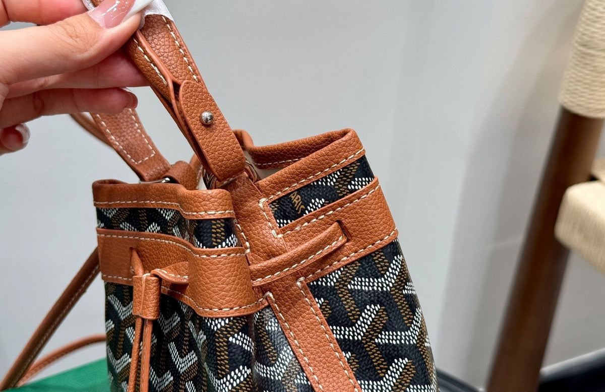 Goyard Oval Handle Drawstring Bucket Bag — detail