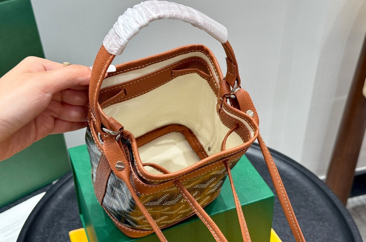 Goyard Oval Handle Drawstring Bucket Bag — detail