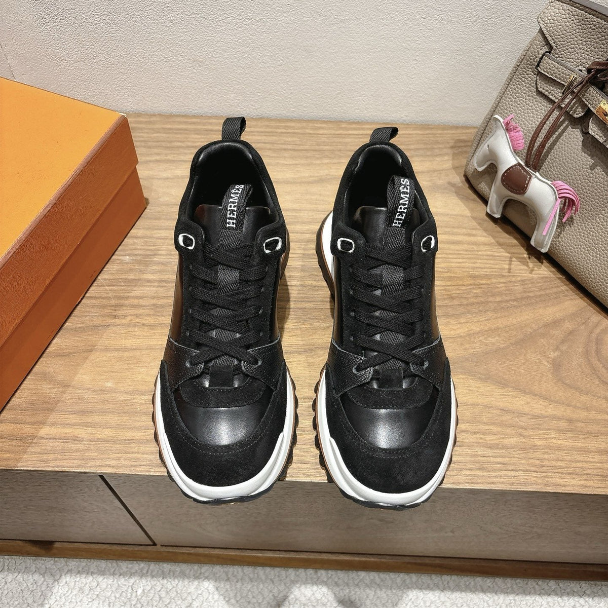 Hermès Paneled Low-Top Sneakers — front