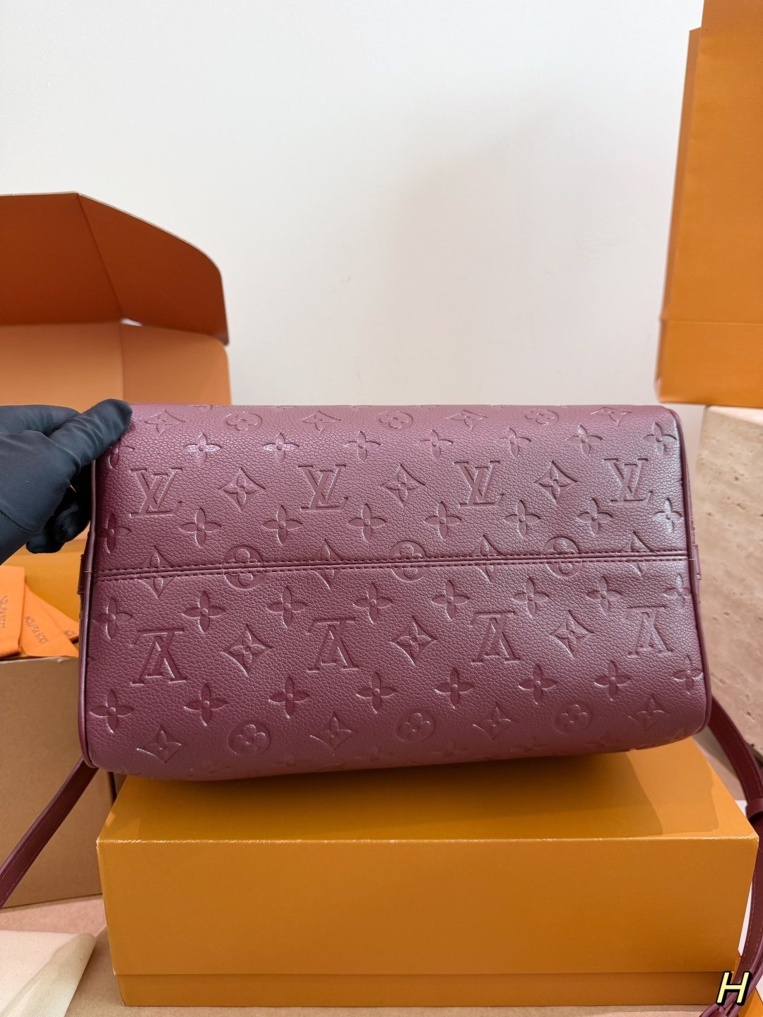 Louis Vuitton Speedy Soft Lucky Burgundy Monogram Bag — detail