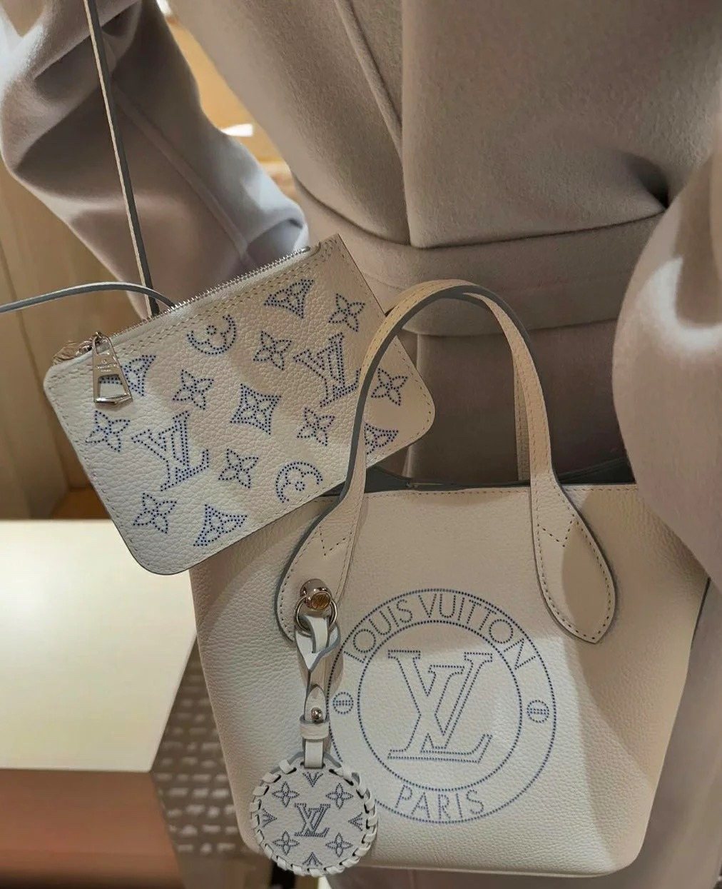 Louis Vuitton Flared Printed Tote with Round Pouch — model