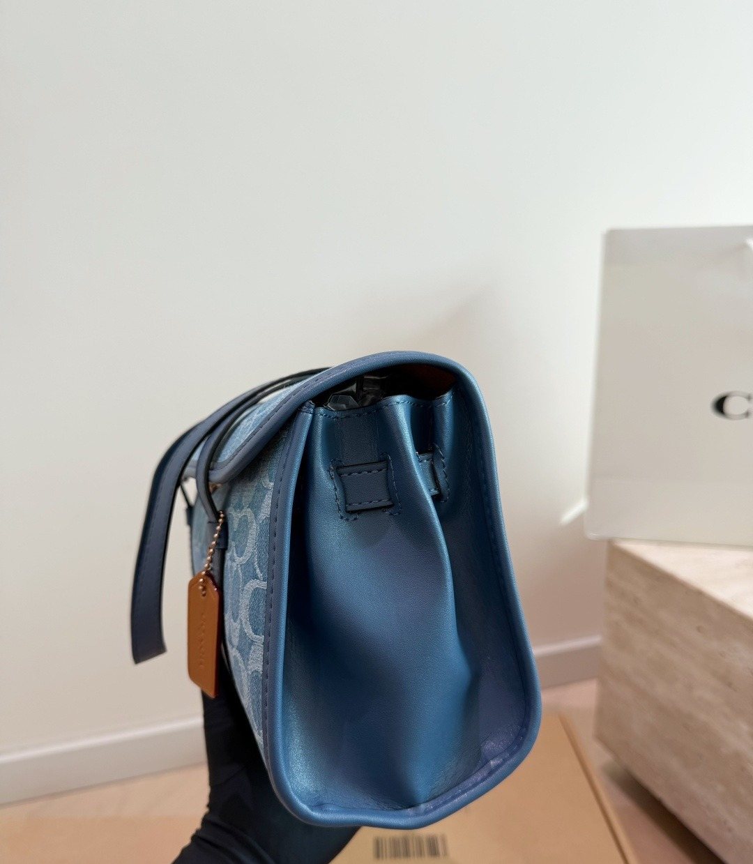 Coach Bridget Rounded-Flap Baguette Shoulder Bag — side