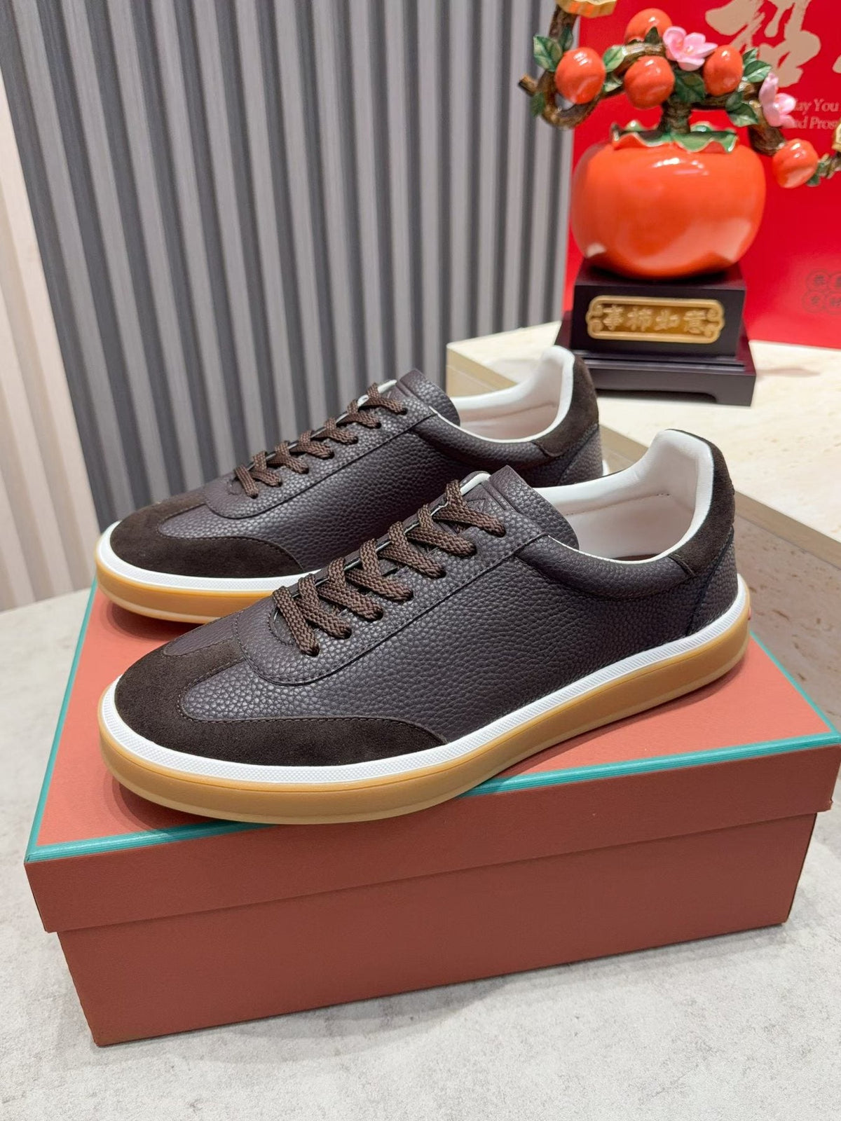 Paneled Low-Top Lace-Up Sneakers — front
