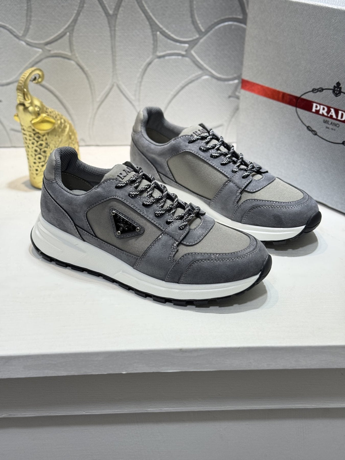 Prada Paneled Chunky-Sole Sneakers — front