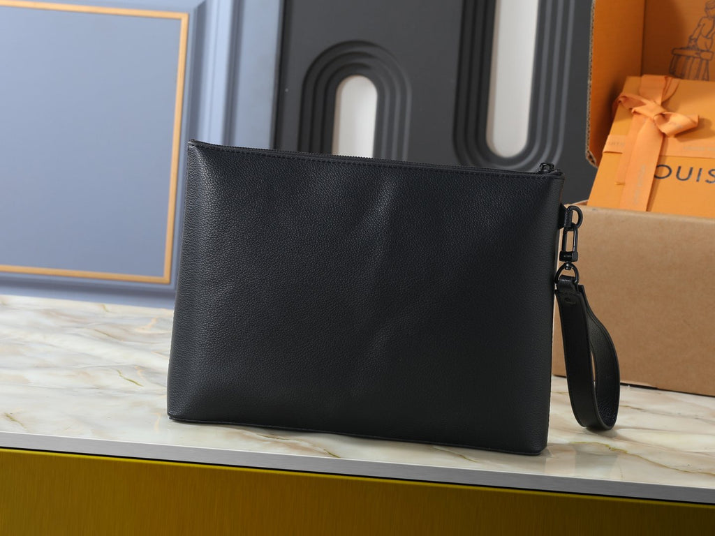 Louis Vuitton Takeoff Leather Wristlet Clutch — back