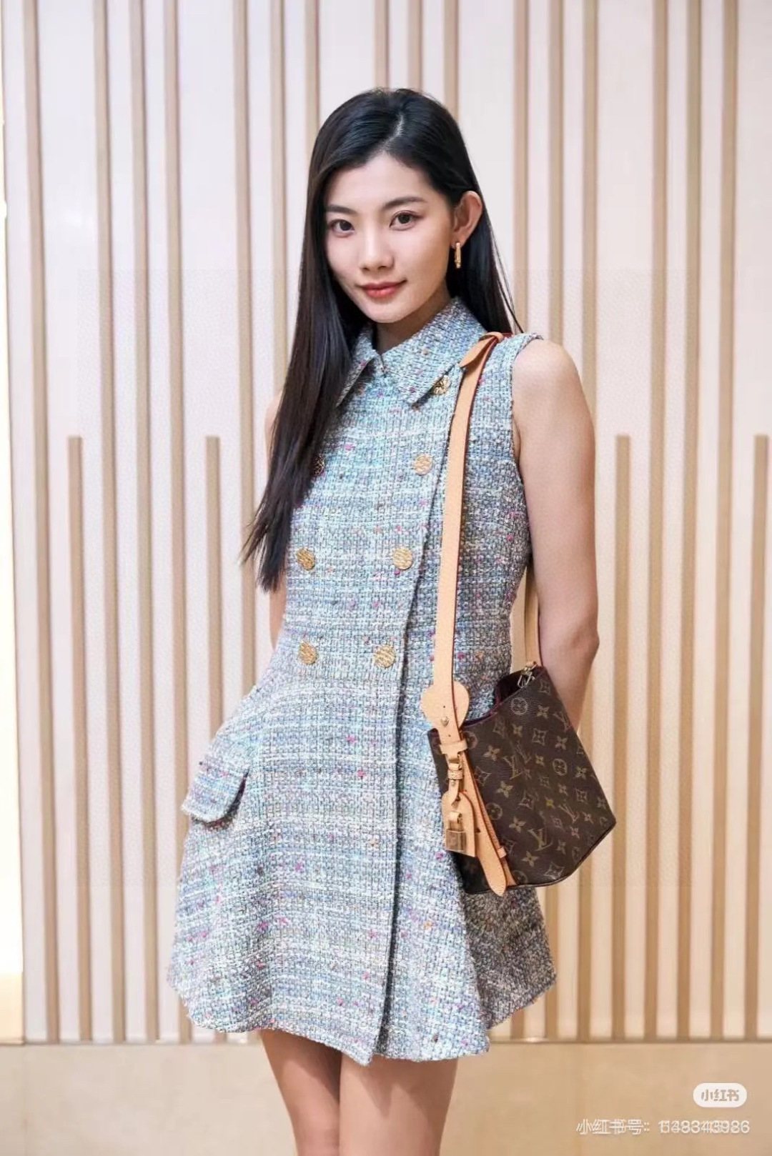 Louis Vuitton Monogram Buckle-Strap Bucket Bag — model